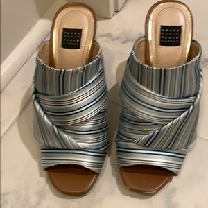 Fabric high heel sandals